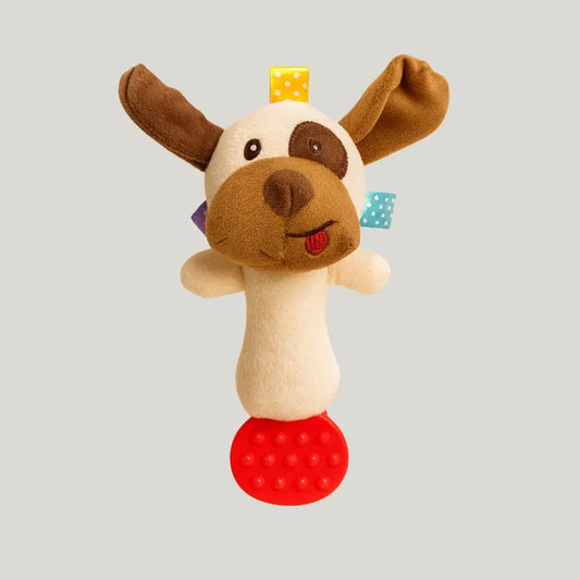 Mordedor Chocalho Pelucia Anti Stress Sensorial Cachorrinho