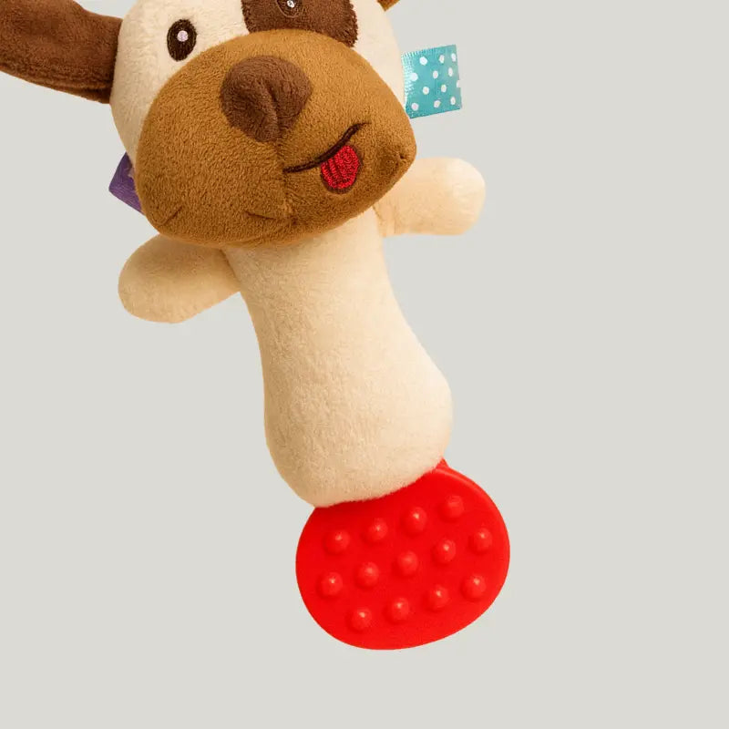 Mordedor Chocalho Pelucia Anti Stress Sensorial Cachorrinho