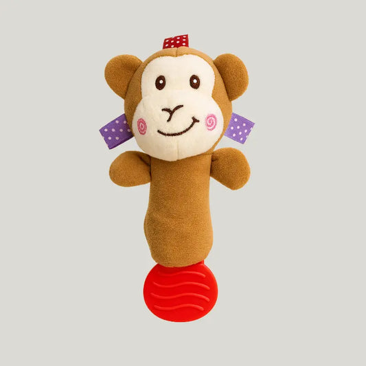 Mordedor Chocalho Pelúcia Anti Stress Sensorial Macaquinho