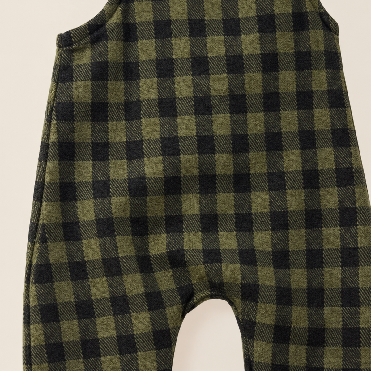 Jardineira Bebê Flanelada Chess Musgo