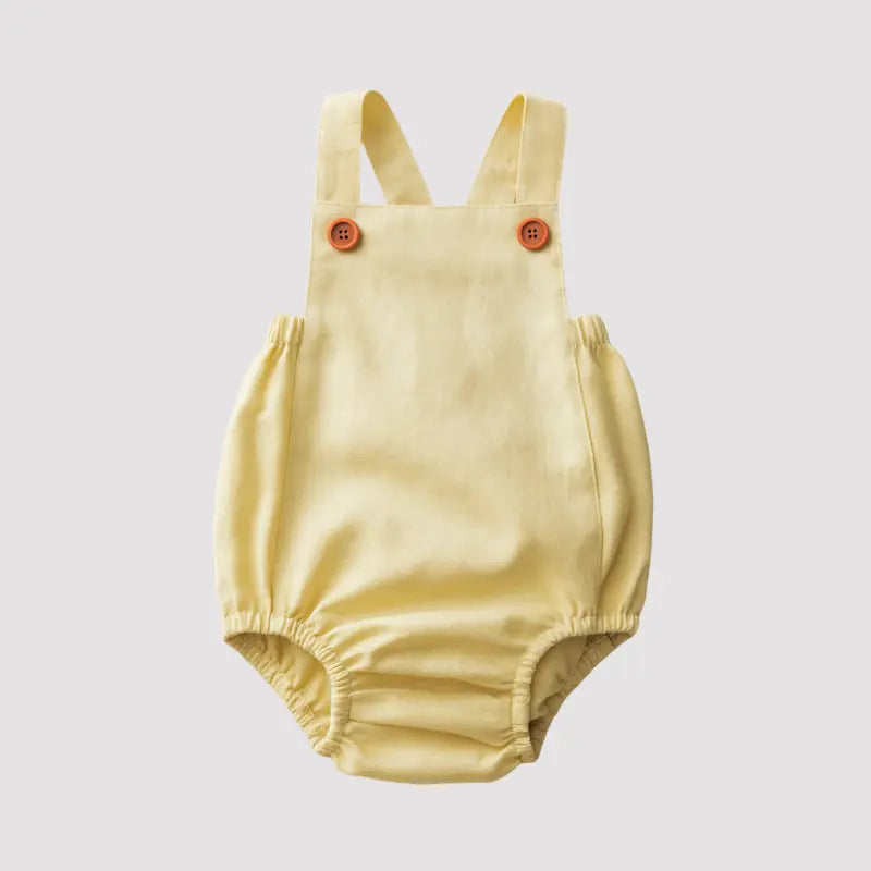 Romper Bebê Tradicional Linho Amarelo