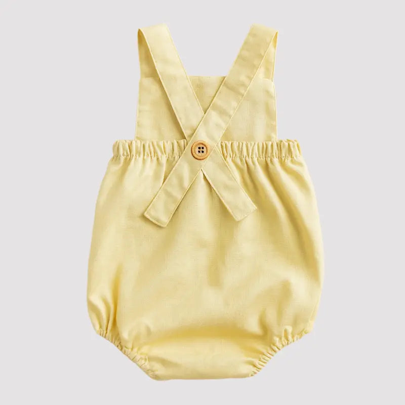 Romper Bebe Tradicional Linho Amarelo