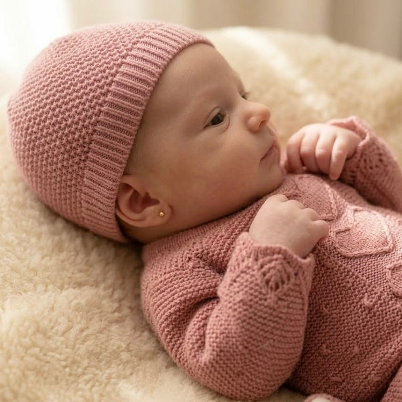 Kit Macacão Manta Touca Tricot Rose 