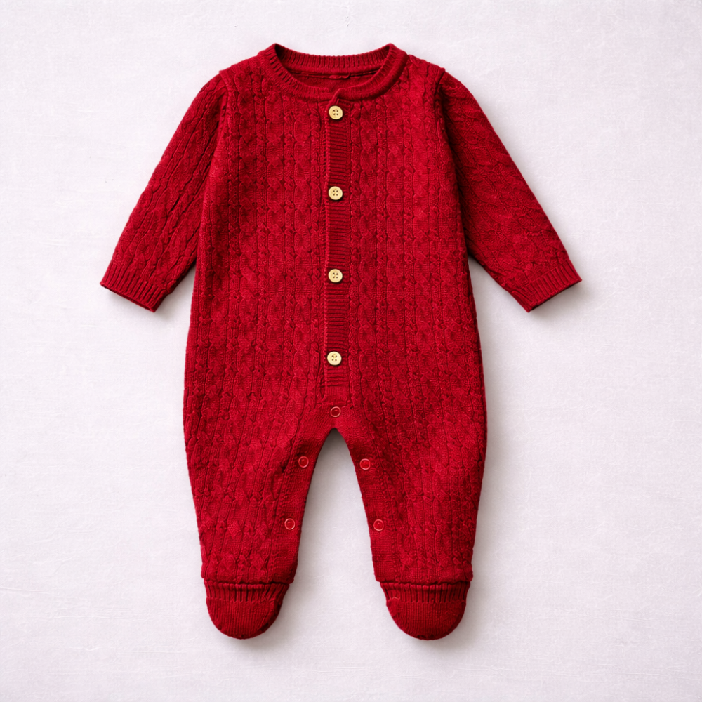 Macacão Bebê Tricot Vermelho