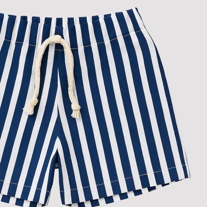 Short Bebe Linho Beach Listras Blue
