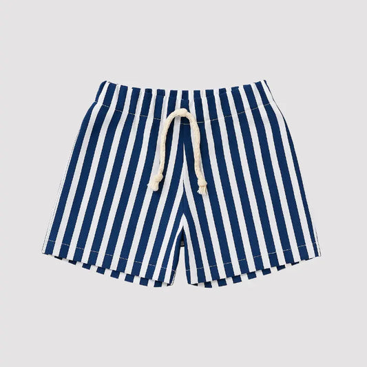Short Bebe Linho Beach Listras Blue