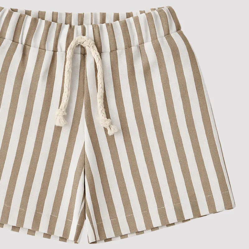 Short Bebe Linho Beach Listras Brow