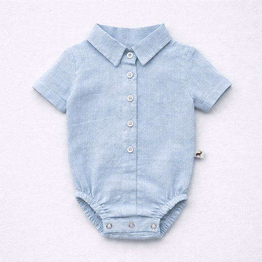 Body Bebê Social Joseph Algodão Azul