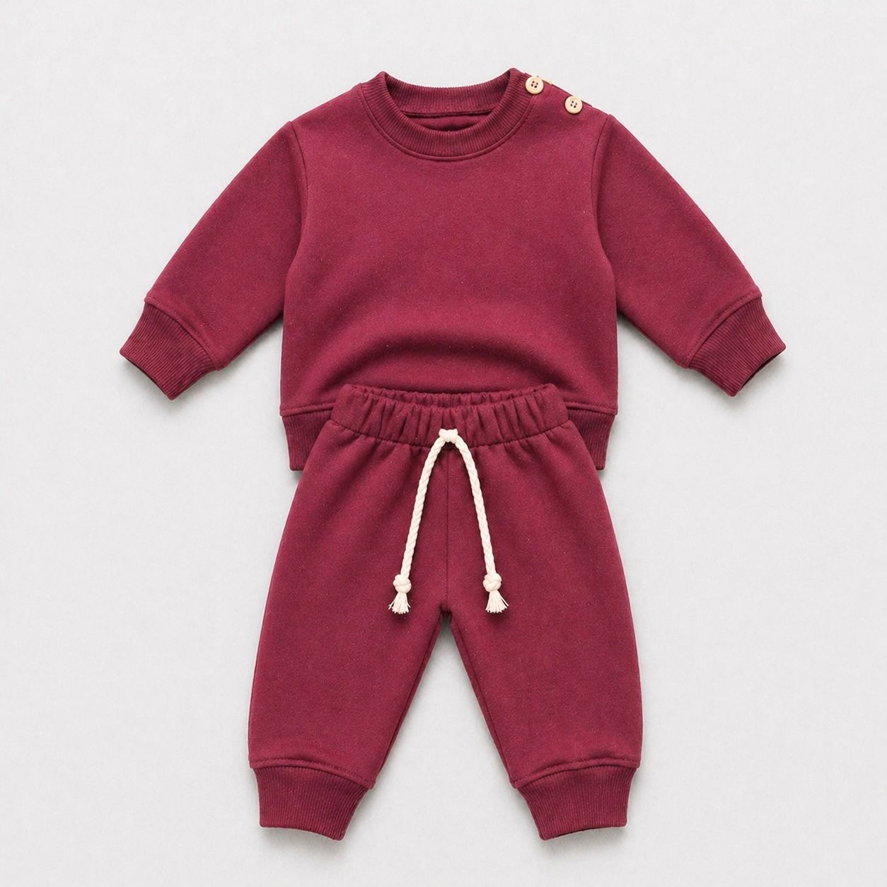 Conjunto Bebê Moletom Comfy Buttons Bordo