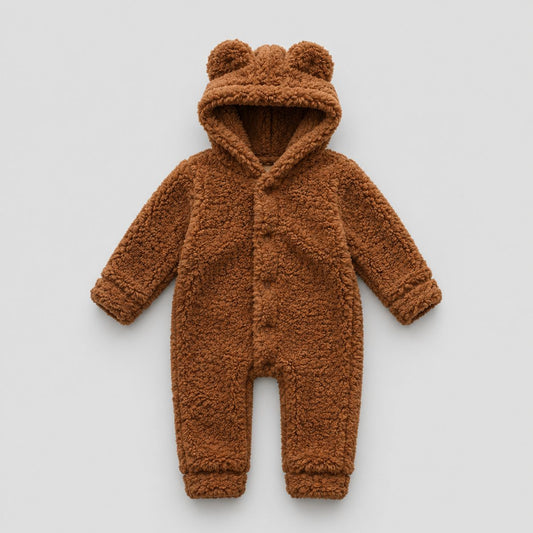 Macacão Bebê Pelúcia Teddy Caramelo