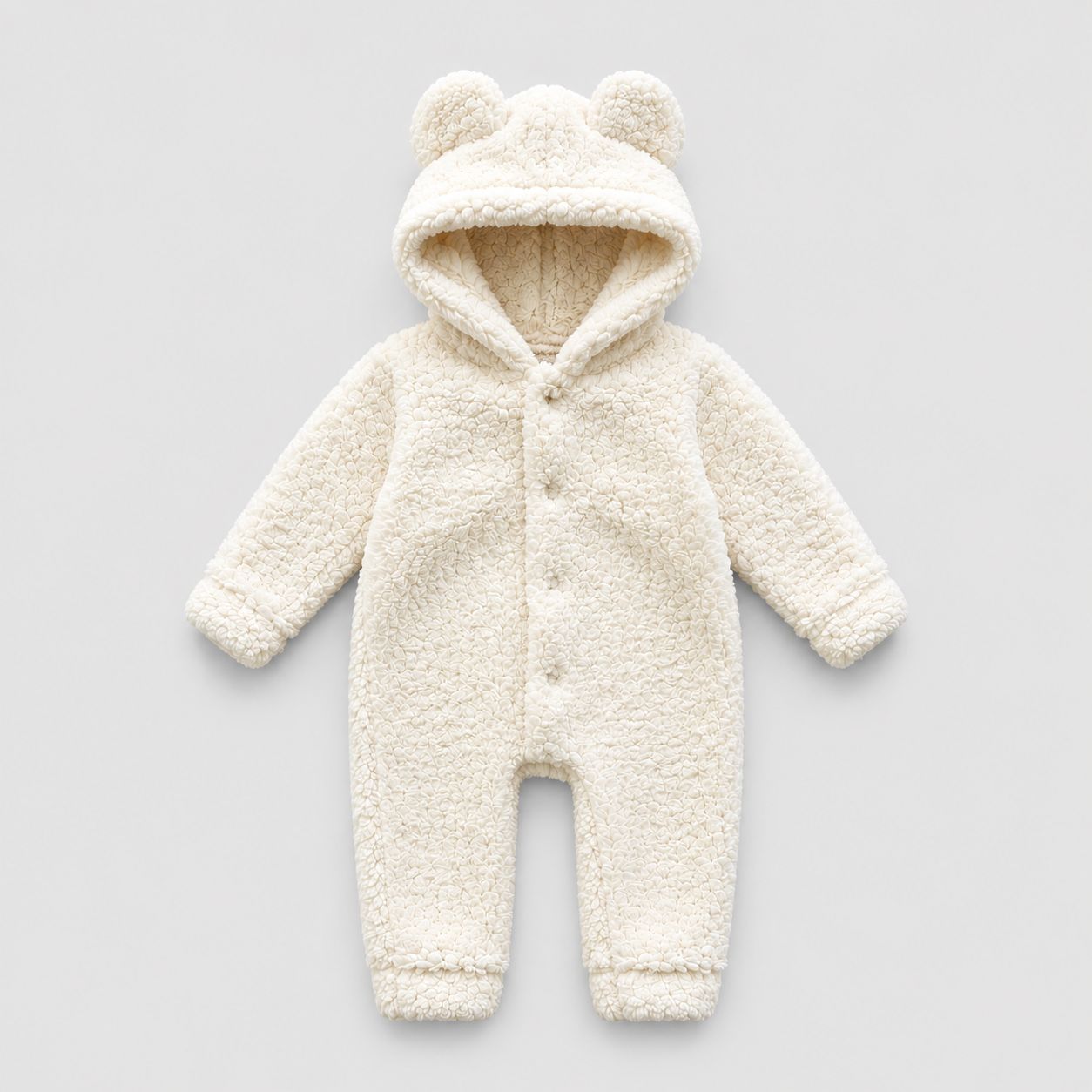 Macacão Bebê Pelúcia Teddy Off White