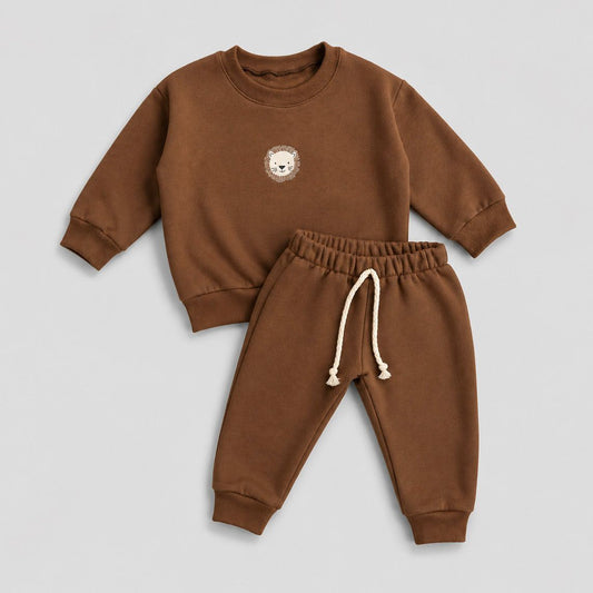 Conjunto Bebê Moletom Comfy Lion Mocha