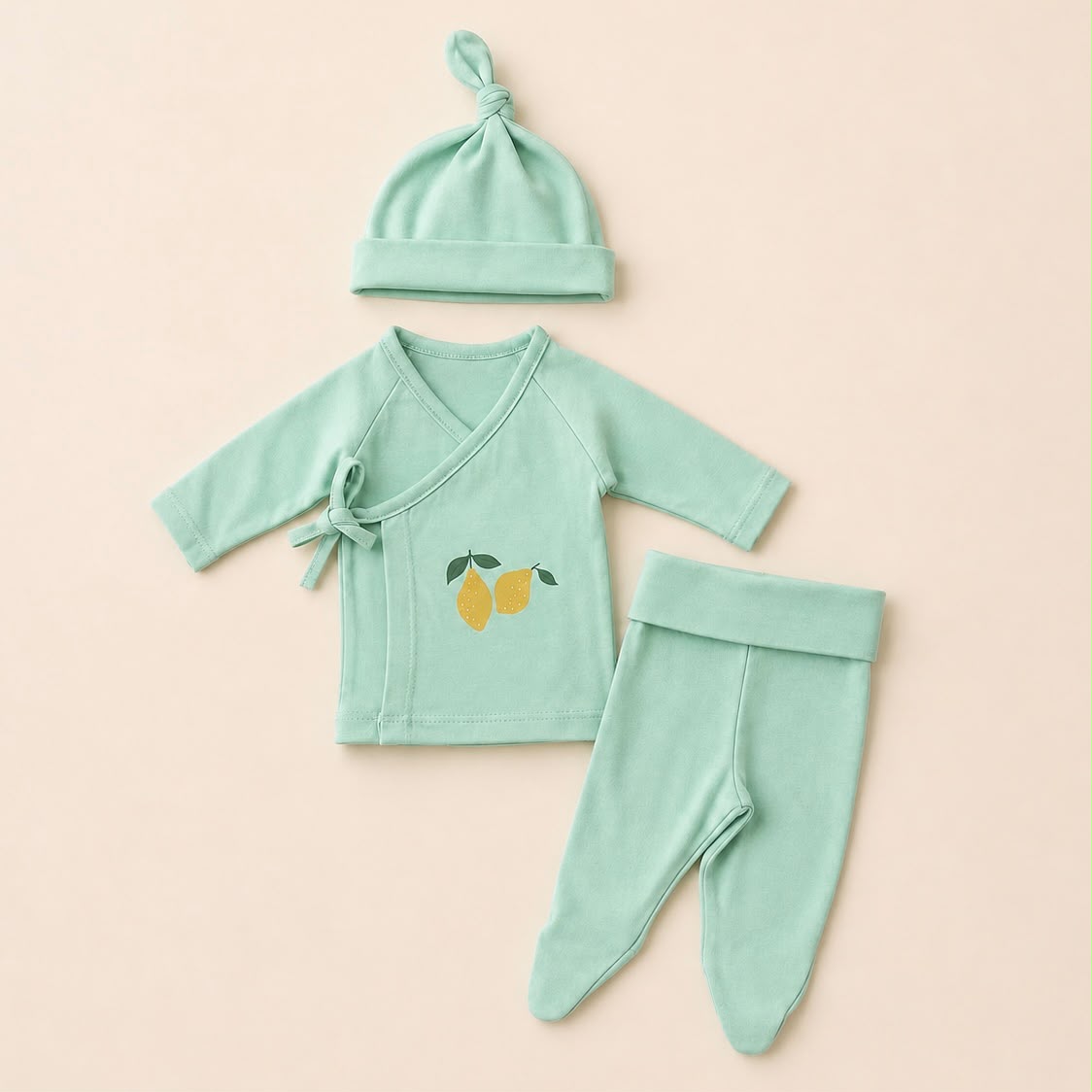 Kit Recém Nascido 3 peças Organic Lemon Verde Tamanho:0 a 3 meses