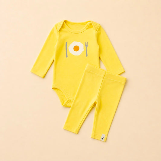 Conjunto Orgânic Algodão Ovo Frito Yelow
