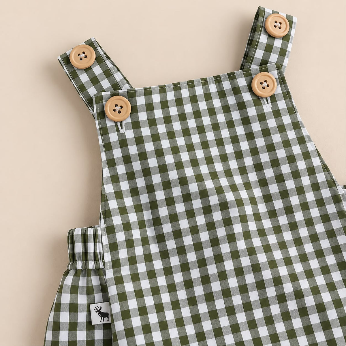 Baby Romper Buttons Chess Green