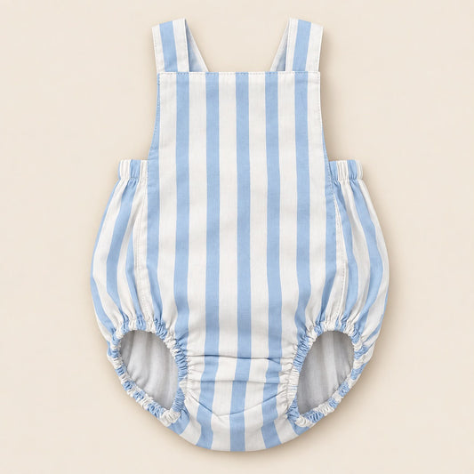 Romper Bebê Listras Azul Céu Unissex
