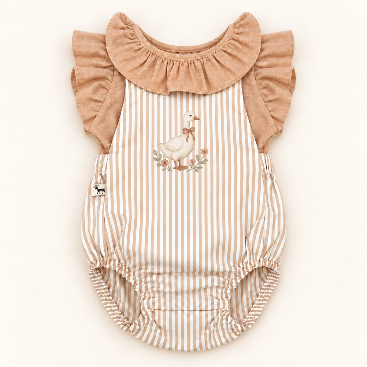 Kit 2 peças Gansinha Celina Listrado Caramelo