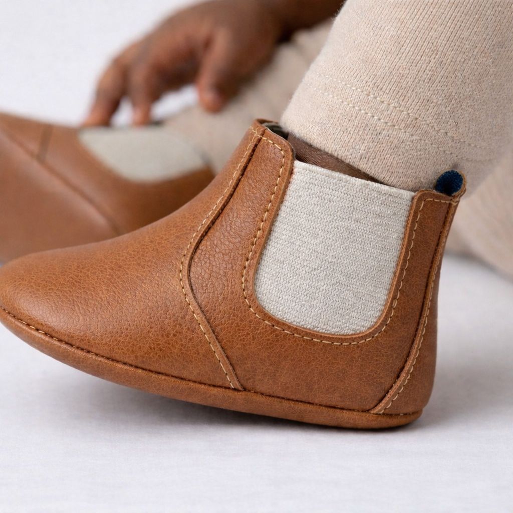 Bota de bebé unisex vintage color caramelo