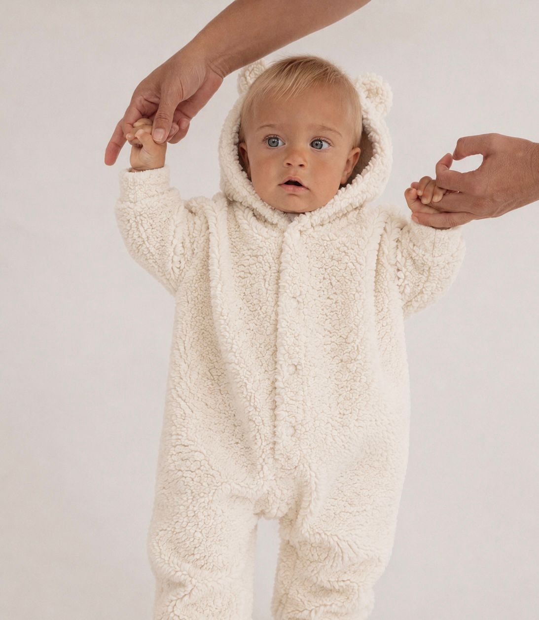 Macacão Bebê Pelúcia Teddy Off White