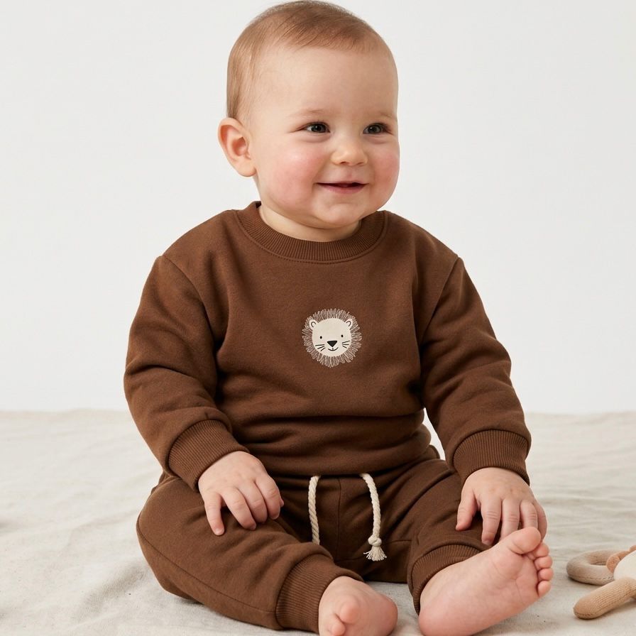 Conjunto Bebê Moletom Comfy Lion Mocha