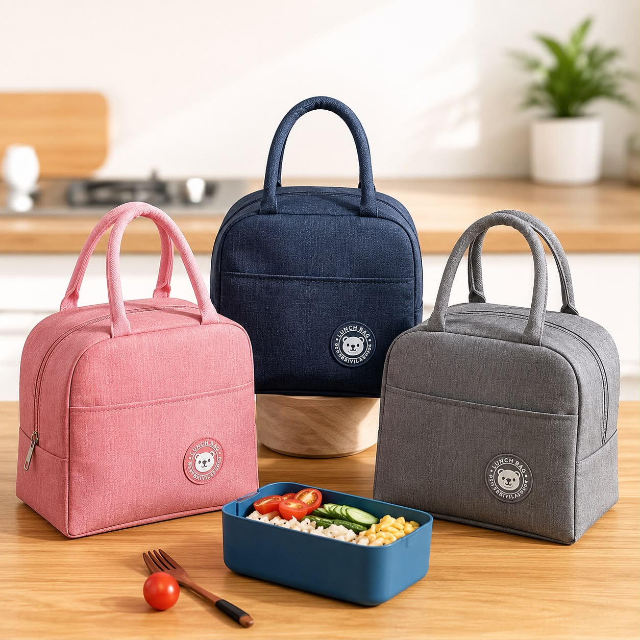 Bolsa Térmica Lanche e Frutas Cinza