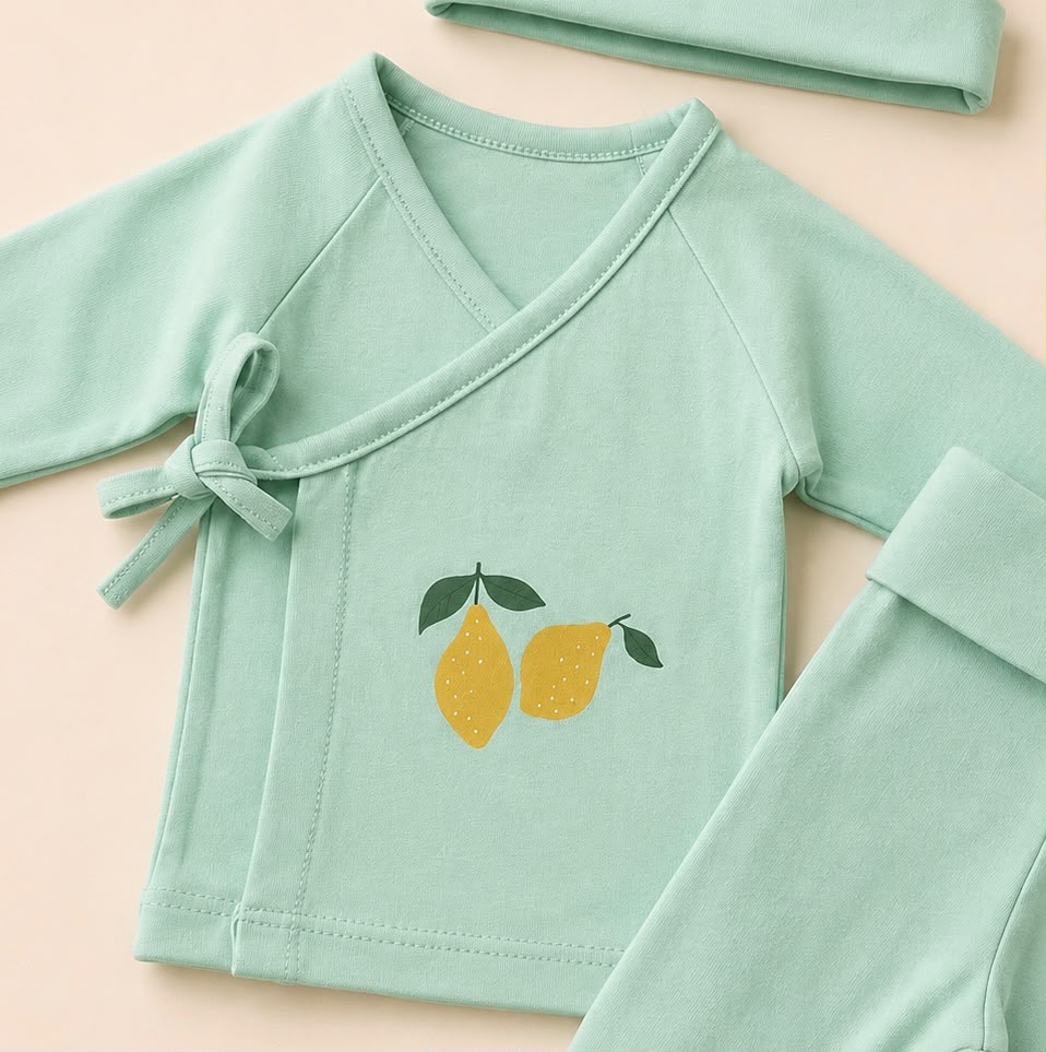 Kit Recém Nascido 3 peças Organic Lemon Verde Tamanho:0 a 3 meses