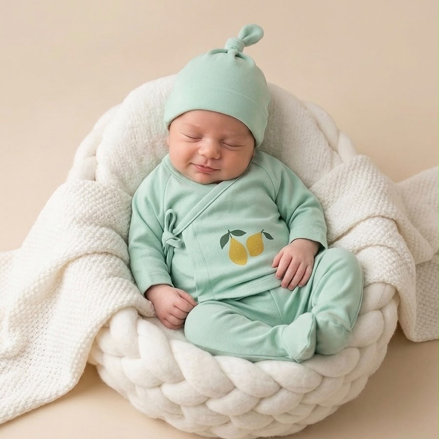 Kit Recém Nascido 3 peças Organic Lemon Verde Tamanho:0 a 3 meses