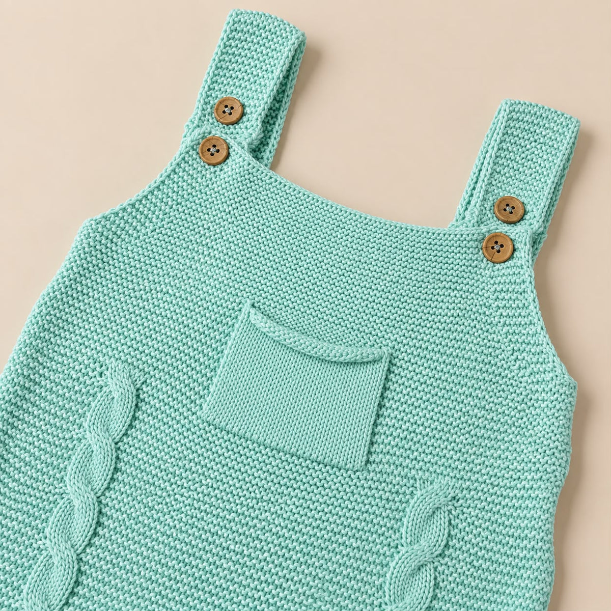 Mono de tricot para bebé de color verde dulce