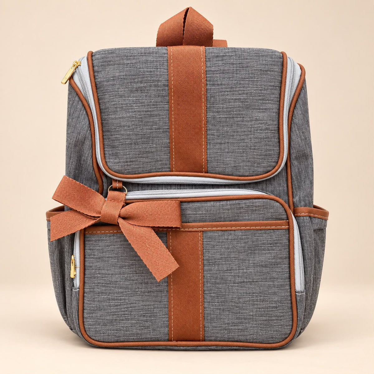 Kit 3 Bolsas Vintage Maternidade Multifuncional Cinza e Caramelo