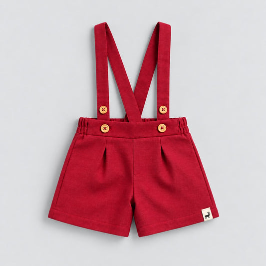 Short Infantil Suspensório Linho Red