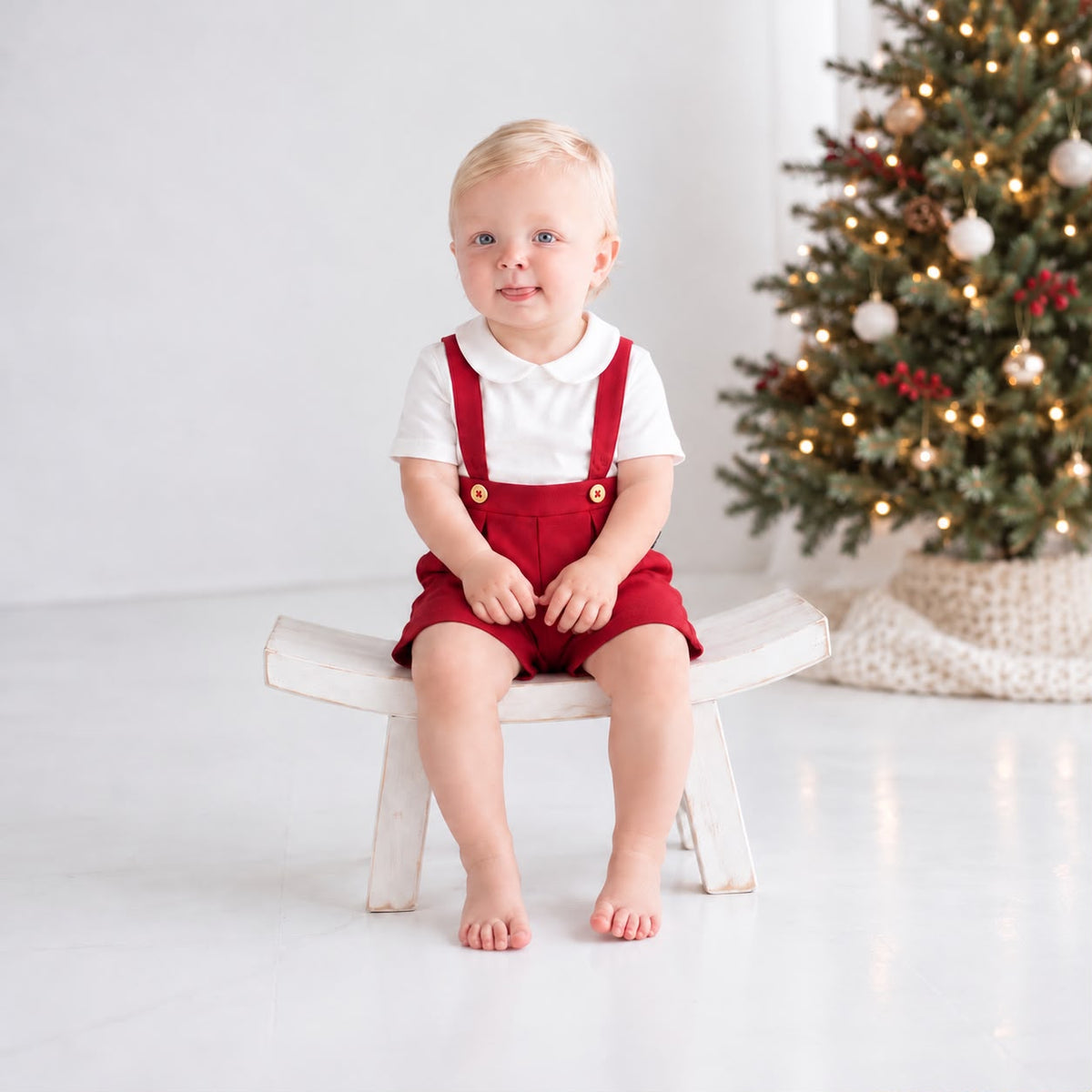 Short Infantil Suspensório Linho Red