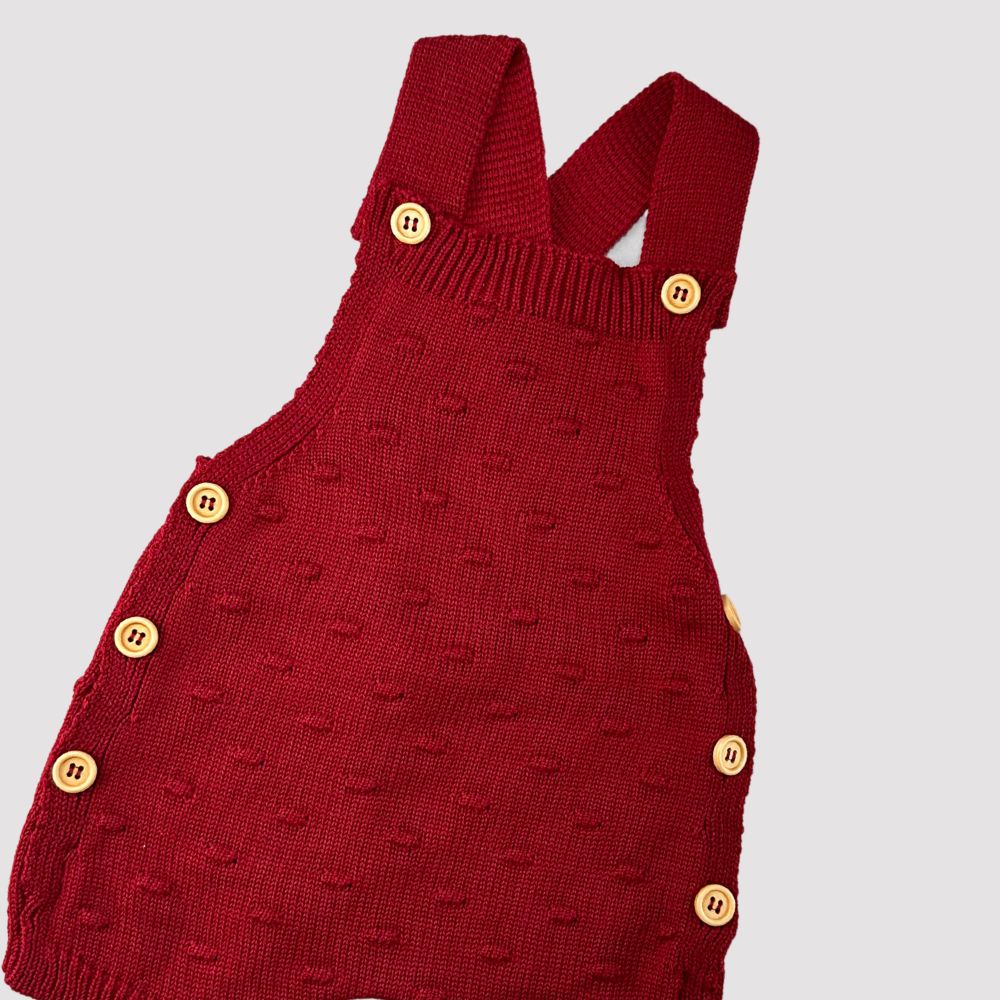 Jardineira Tricot Bebê Confort Vermelha