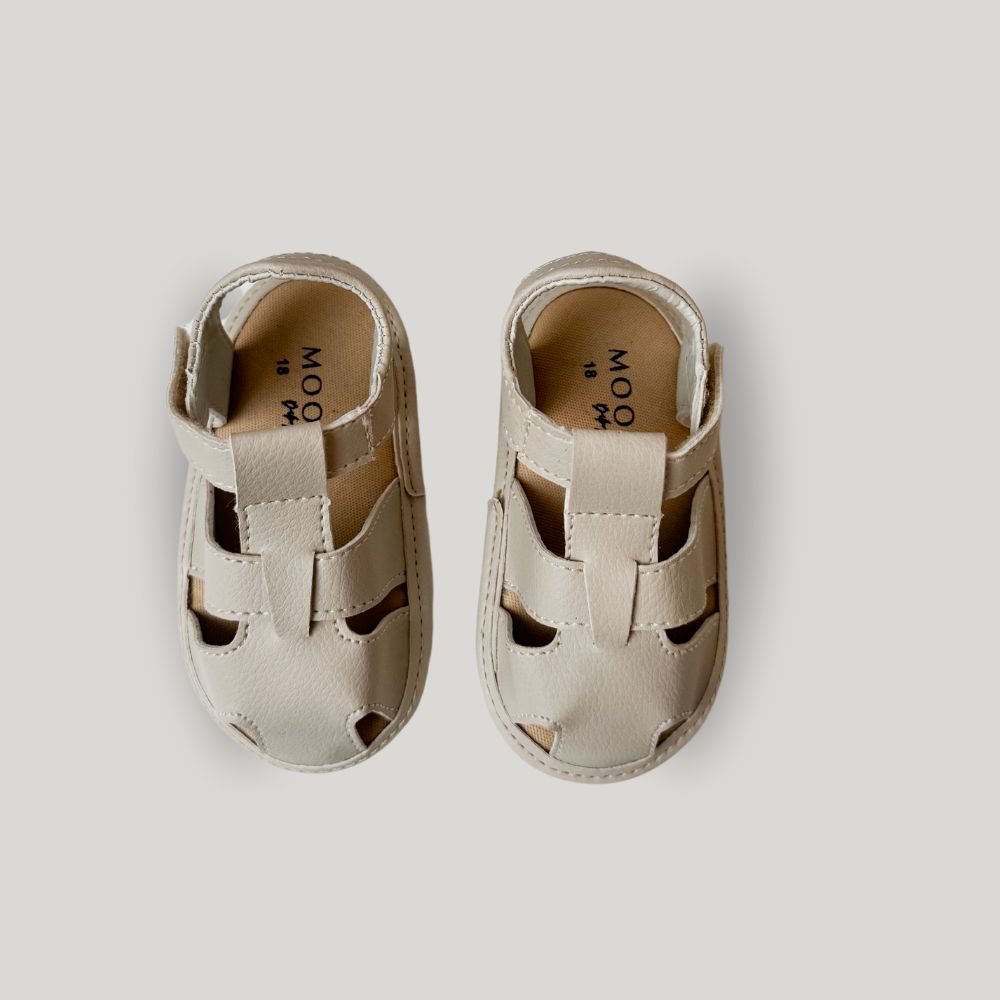 Sandalia Bebê Couro Ecológico Bege