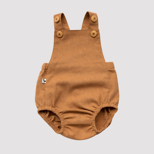 Romper Bebê Tradicional Linho Caramelo