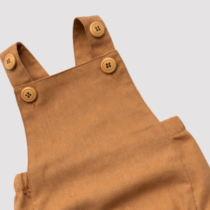 Romper Bebê Tradicional Linho Caramelo