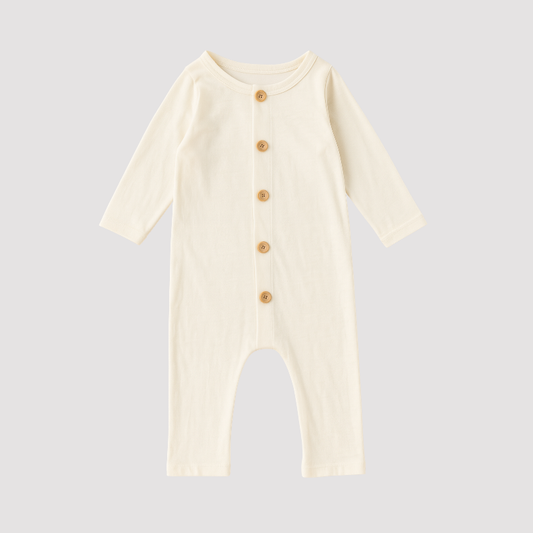 Macacão Bebê Algodão  Buttons Off White