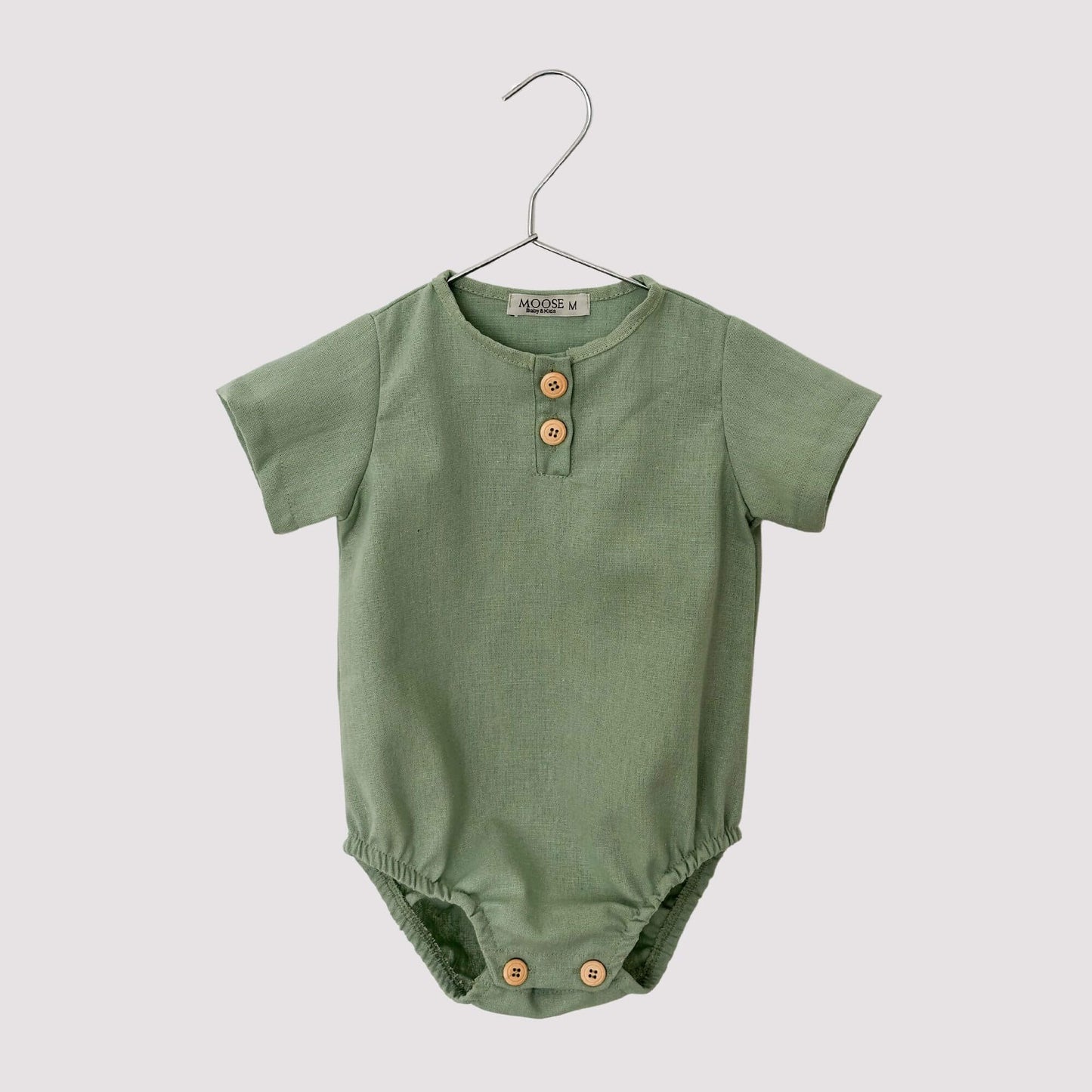 Body bebê Linho Bata Verde Unissex