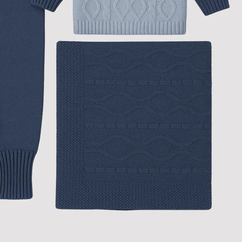 Kit Saída Maternidade Menino Tricot 3 Peças Encanto Marinho