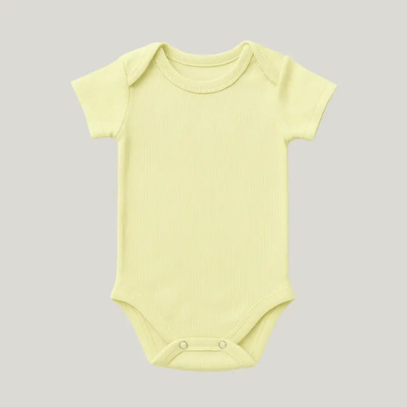 body amarelo bebê canelado algodão manga curta

