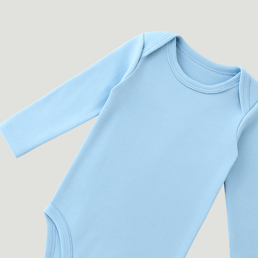 Body Bebê Algodão Azul Longo