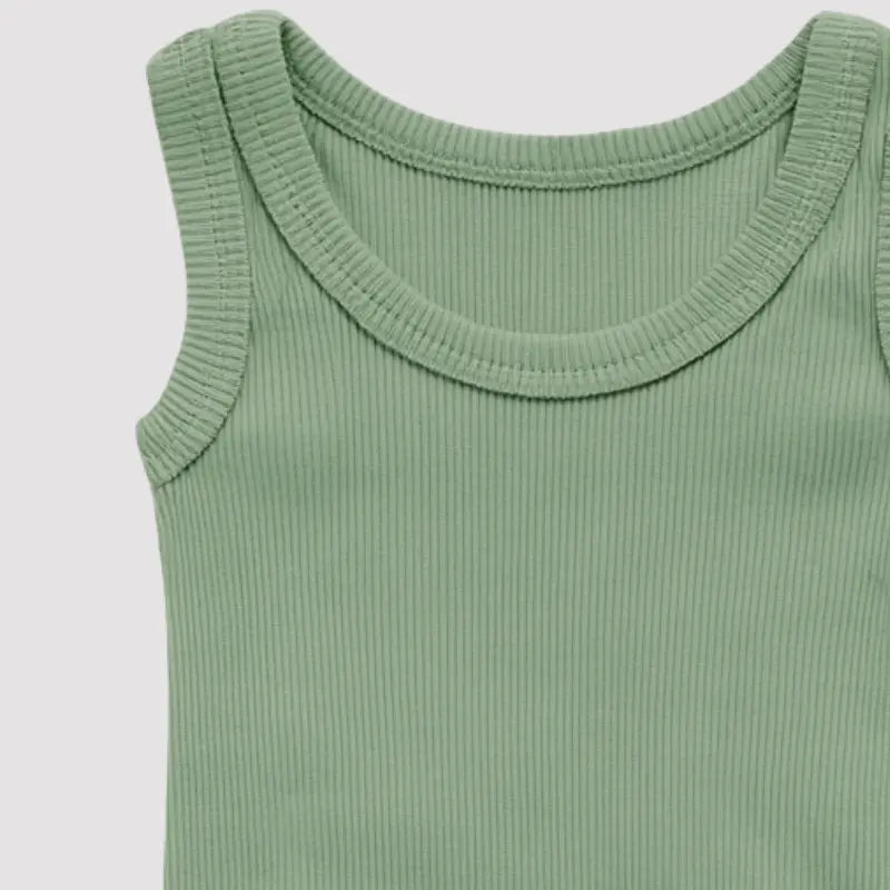 body bebê canelado regata verde em algodão
