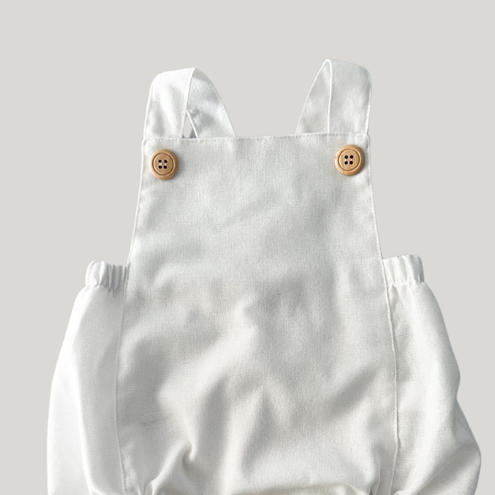 Romper Bebê Tradicional Linho Off White