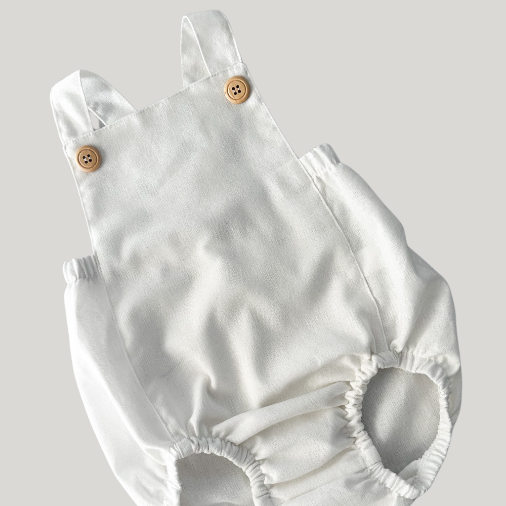 Romper Bebê Tradicional Linho Off White