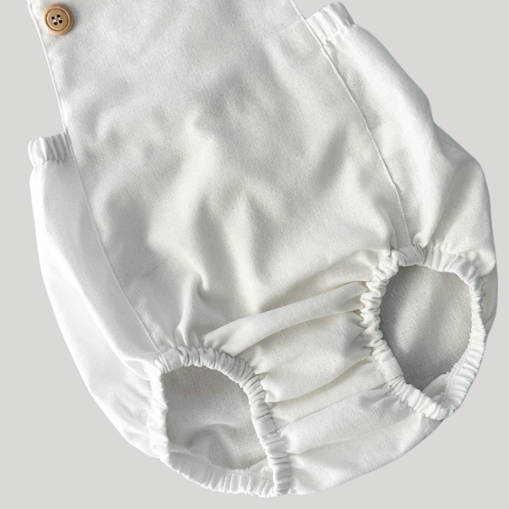 Romper Bebê Tradicional Linho Off White