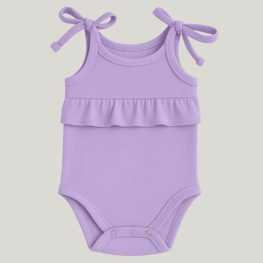 body bebê menina lilás com babado no ombro