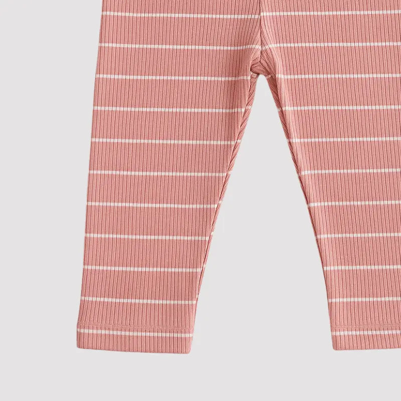 calça bebê listrada rosé para enxoval sofisticado