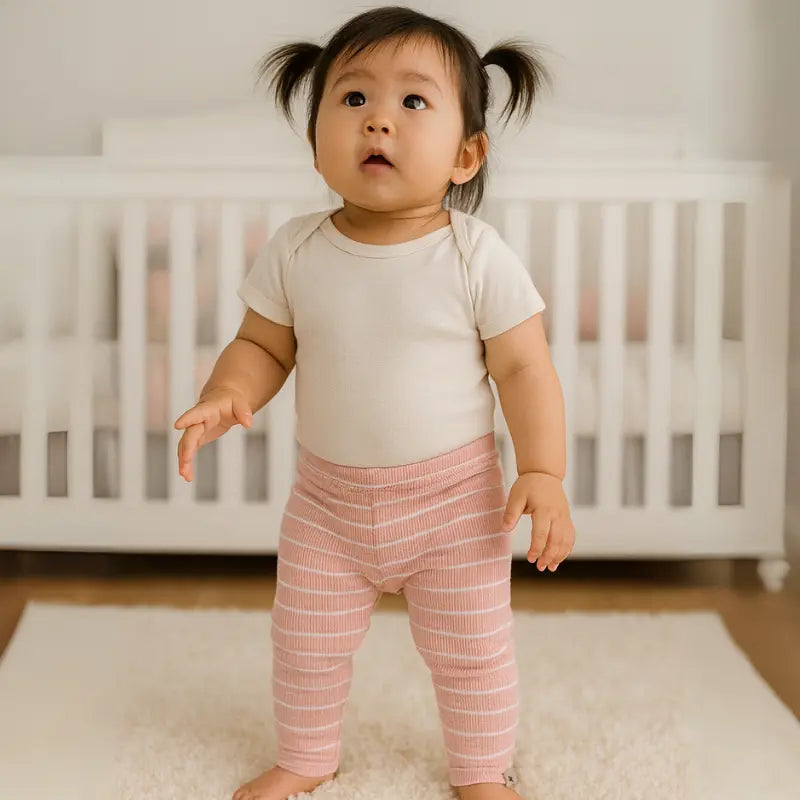 calça bebê stripe rosé em algodão listrado
