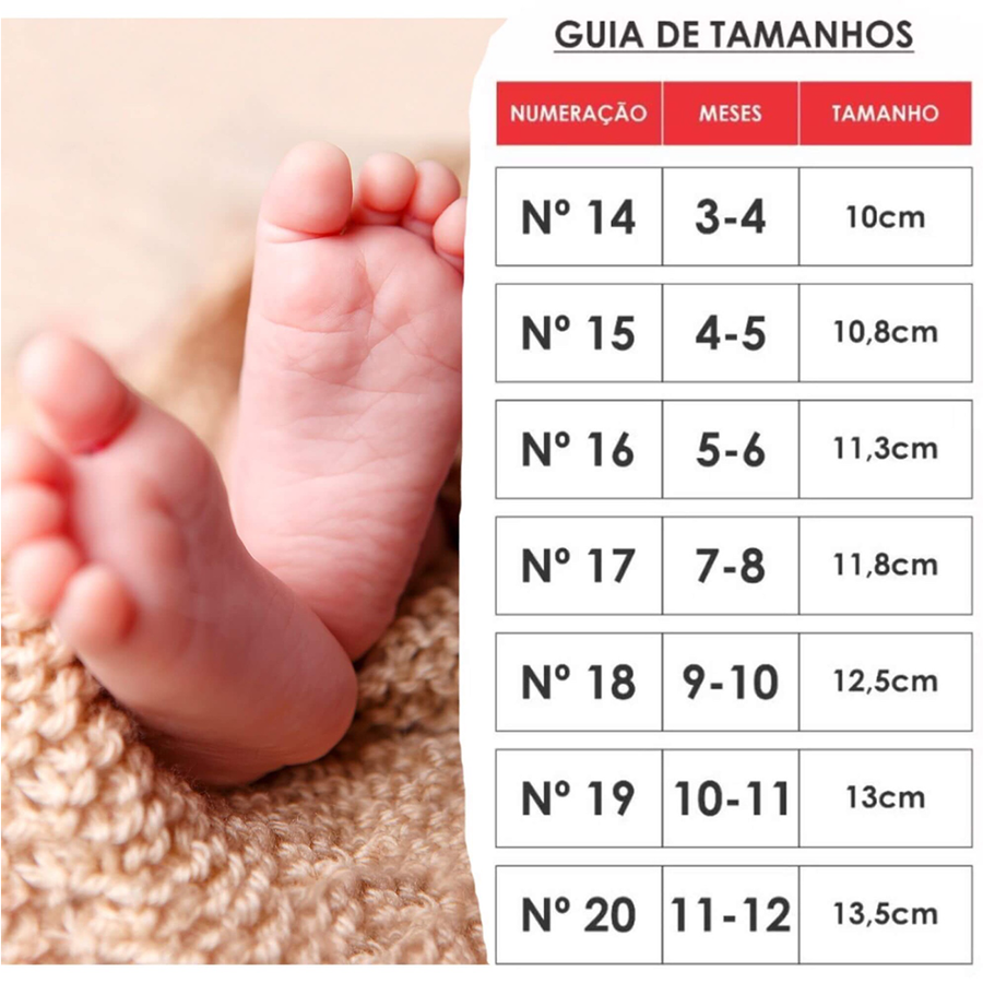 Tabela de medidas desta peça