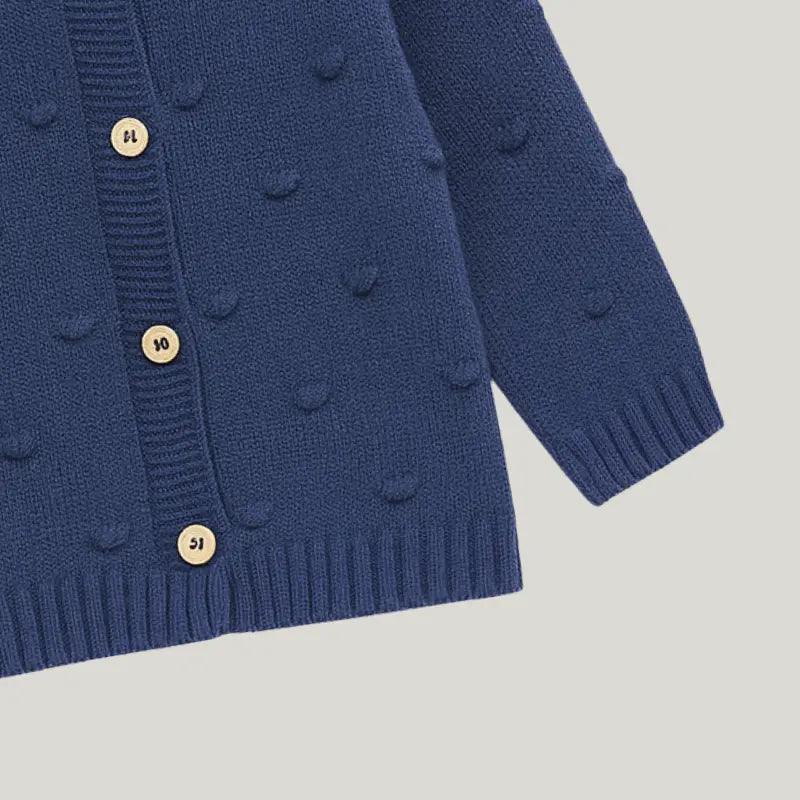 cardigan azul marinho em tricot para bebê menino ou menina


