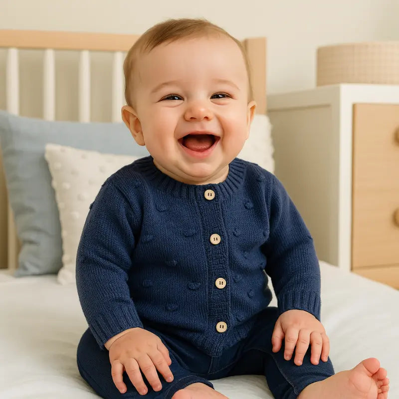 casaco azul bebê para ocasiões especiais ou uso diário

